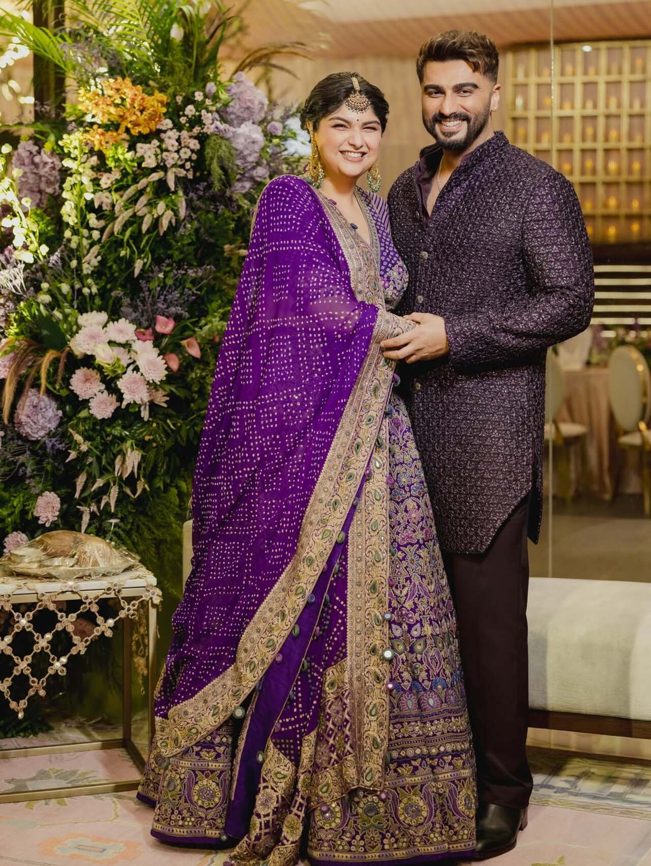 Arjun Kapoor posed happily with his sister Anshula Kapoor at her engagement ceremony. The sibling duo flashed their brightest smiles, making it a picture-perfect moment from the celebration.